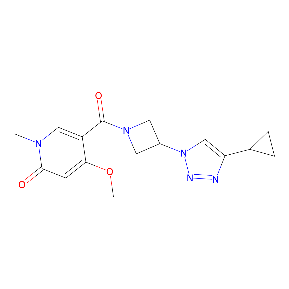 5-(3-(4-cyclopropyl-1H-1,2,3-triazol-1-yl)azetidine-1-carbonyl)-4-methoxy-1-methylpyridin-2(1H)-one molecular structure, CAS 2097903-68-7
