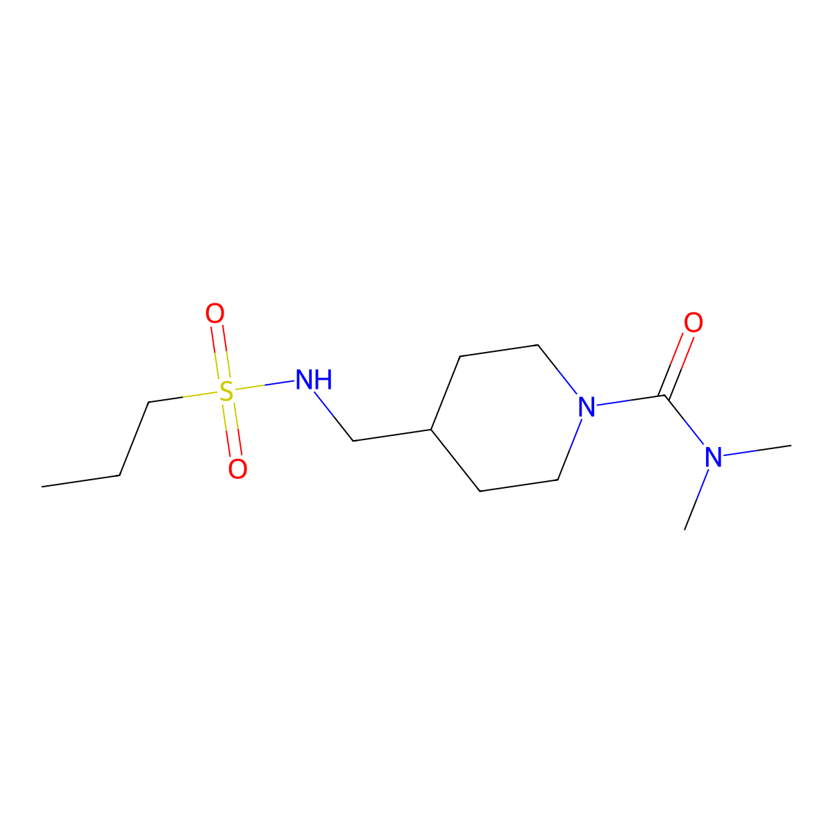 N,N-dimethyl-4-[(propane-1-sulfonamido)methyl]piperidine-1-carboxamide molecular structure, CAS 2097903-75-6
