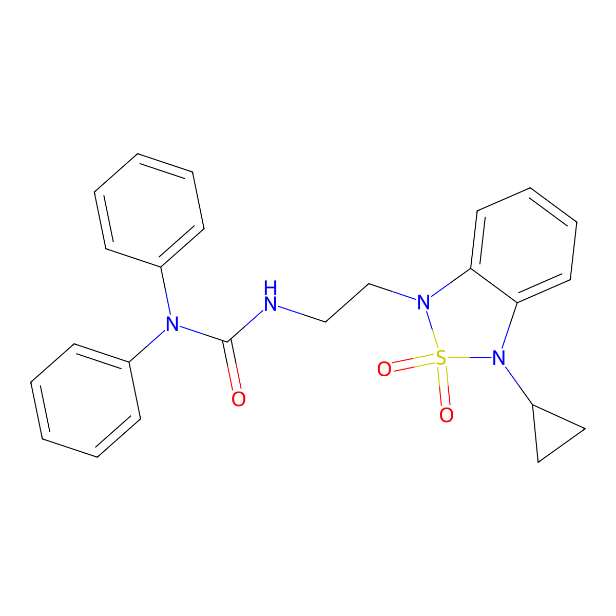 3-[2-(3-Cyclopropyl-2,2-dioxo-1,3-dihydro-2lambda6,1,3-benzothiadiazol-1-yl)ethyl]-1,1-diphenylurea molecular structure, CAS 2097903-76-7