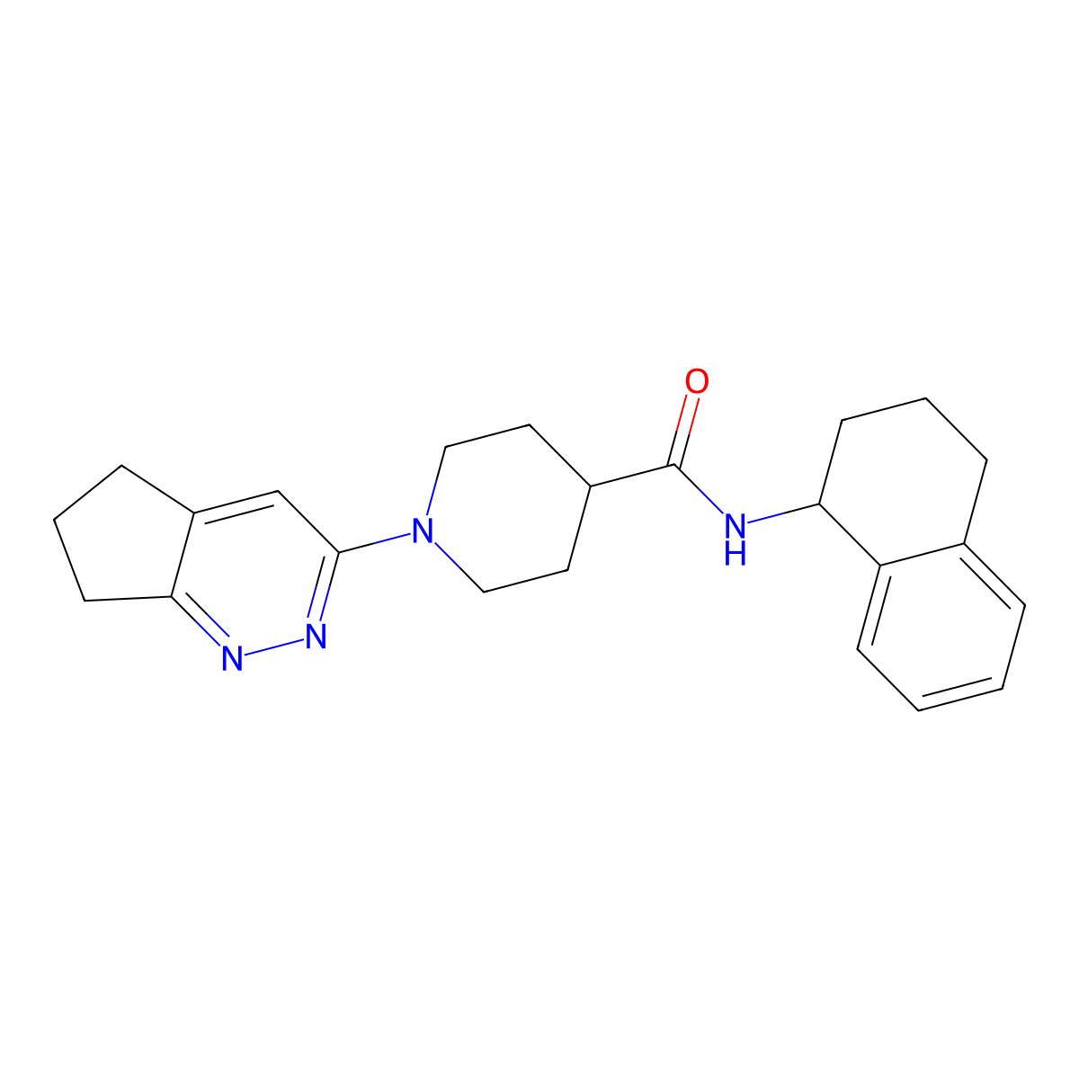 1-{5H,6H,7H-cyclopenta[c]pyridazin-3-yl}-N-(1,2,3,4-tetrahydronaphthalen-1-yl)piperidine-4-carboxamide molecular structure, CAS 2097903-82-5
