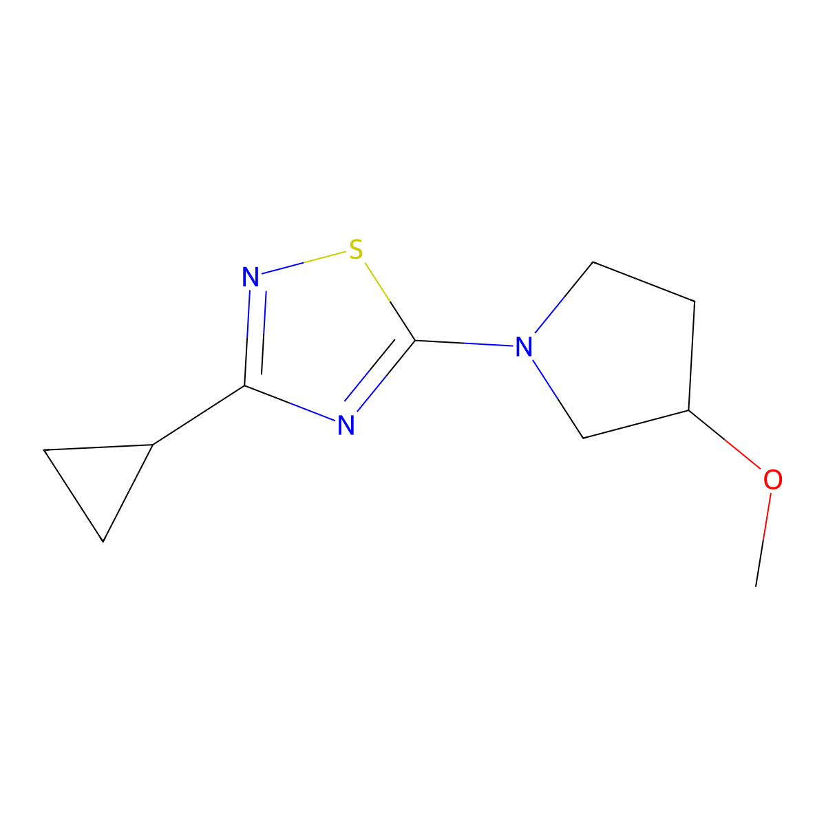3-Cyclopropyl-5-(3-methoxypyrrolidin-1-yl)-1,2,4-thiadiazole molecular structure, CAS 2097903-86-9
