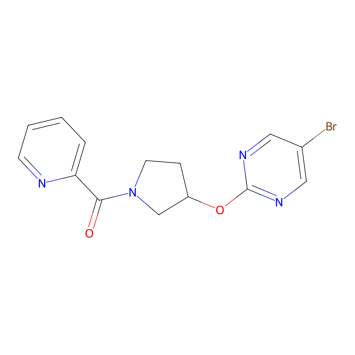 5-Bromo-2-{[1-(pyridine-2-carbonyl)pyrrolidin-3-yl]oxy}pyrimidine molecular structure, CAS 2097903-87-0