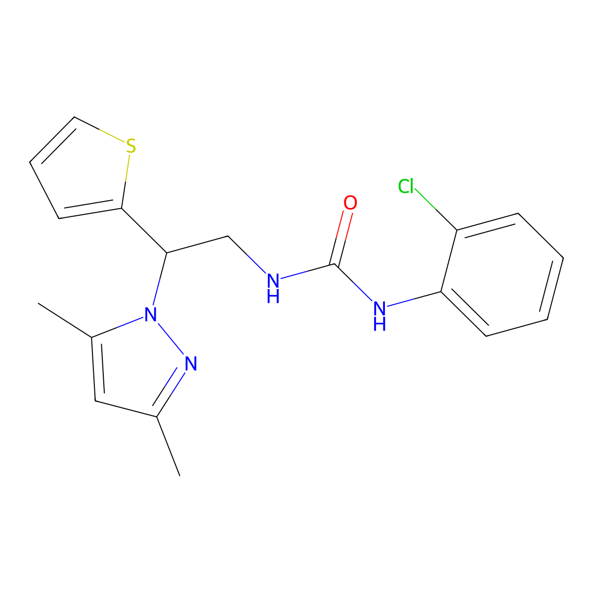 1-(2-chlorophenyl)-3-[2-(3,5-dimethyl-1H-pyrazol-1-yl)-2-(thiophen-2-yl)ethyl]urea molecular structure, CAS 2097903-89-2
