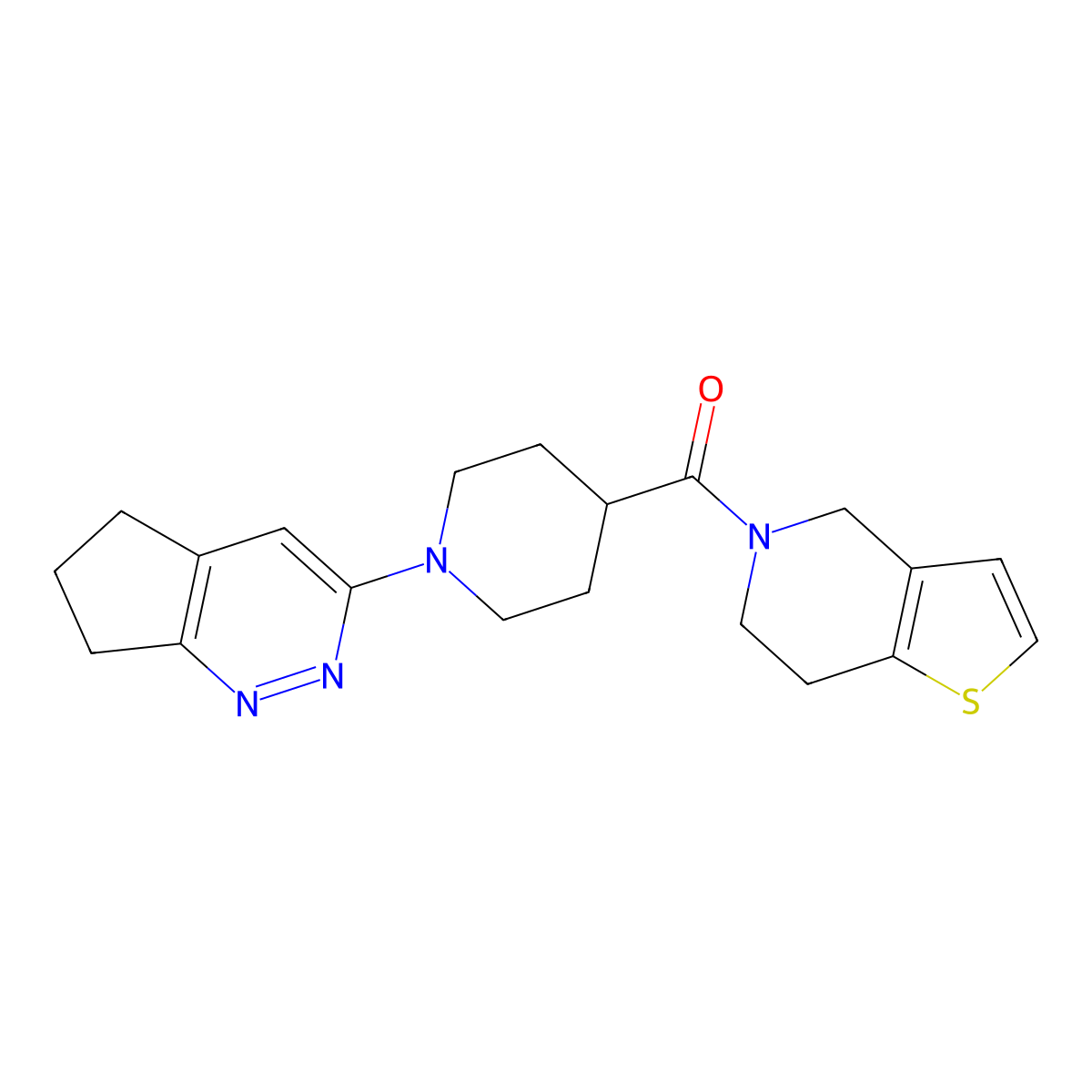 1-{5H,6H,7H-cyclopenta[c]pyridazin-3-yl}-4-{4H,5H,6H,7H-thieno[3,2-c]pyridine-5-carbonyl}piperidine molecular structure, CAS 2097903-91-6