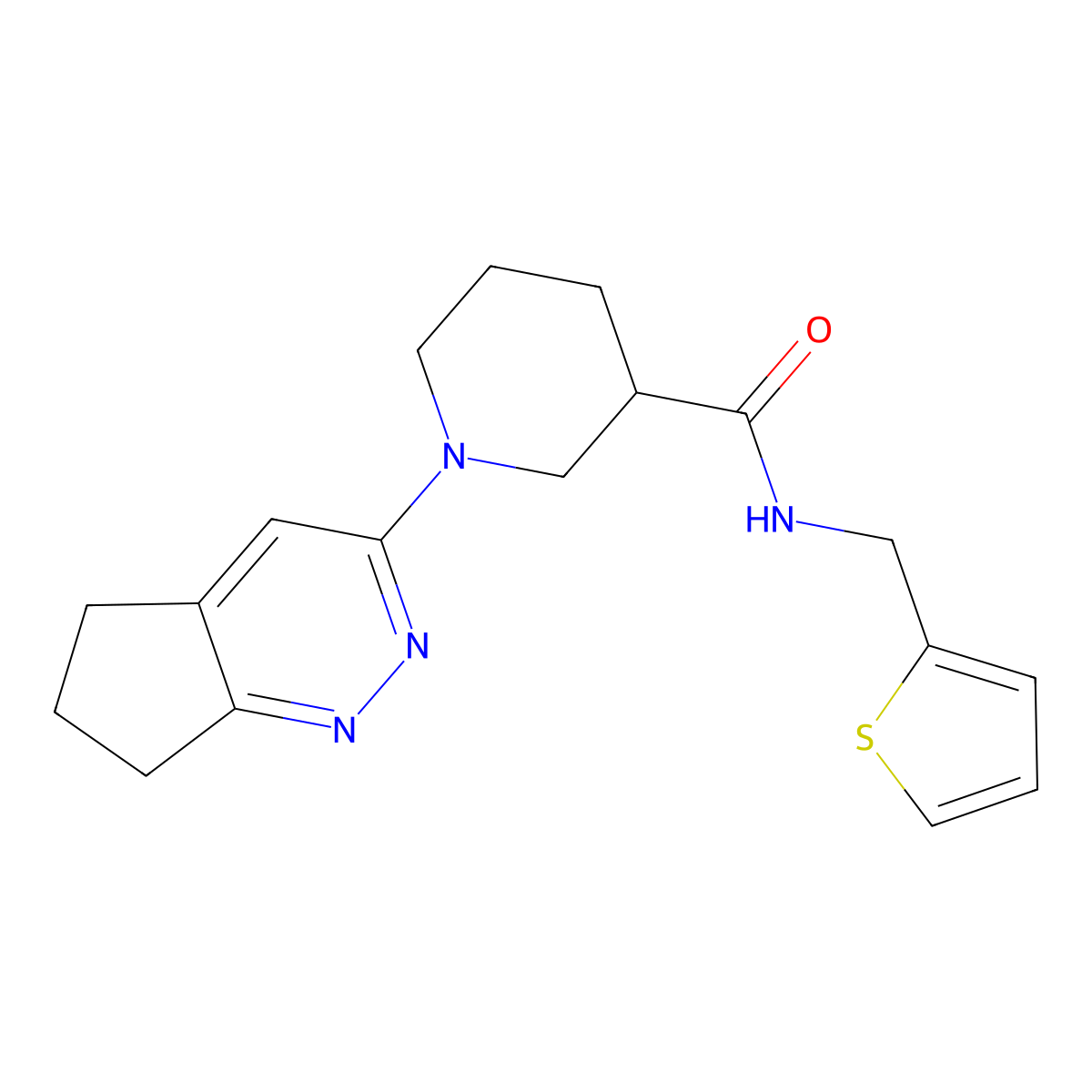 1-{5H,6H,7H-cyclopenta[c]pyridazin-3-yl}-N-[(thiophen-2-yl)methyl]piperidine-3-carboxamide molecular structure, CAS 2097903-95-0