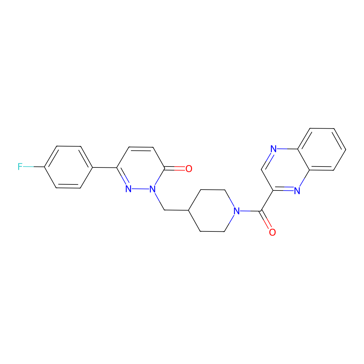 6-(4-Fluorophenyl)-2-{[1-(quinoxaline-2-carbonyl)piperidin-4-yl]methyl}-2,3-dihydropyridazin-3-one molecular structure, CAS 2097903-97-2