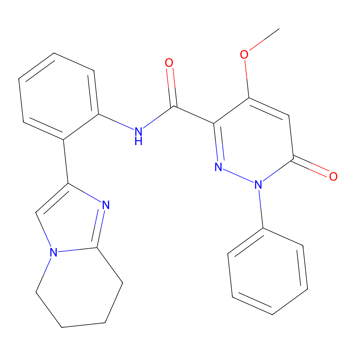 4-methoxy-6-oxo-1-phenyl-N-(2-(5,6,7,8-tetrahydroimidazo[1,2-a]pyridin-2-yl)phenyl)-1,6-dihydropyridazine-3-carboxamide molecular structure, CAS 2097903-99-4