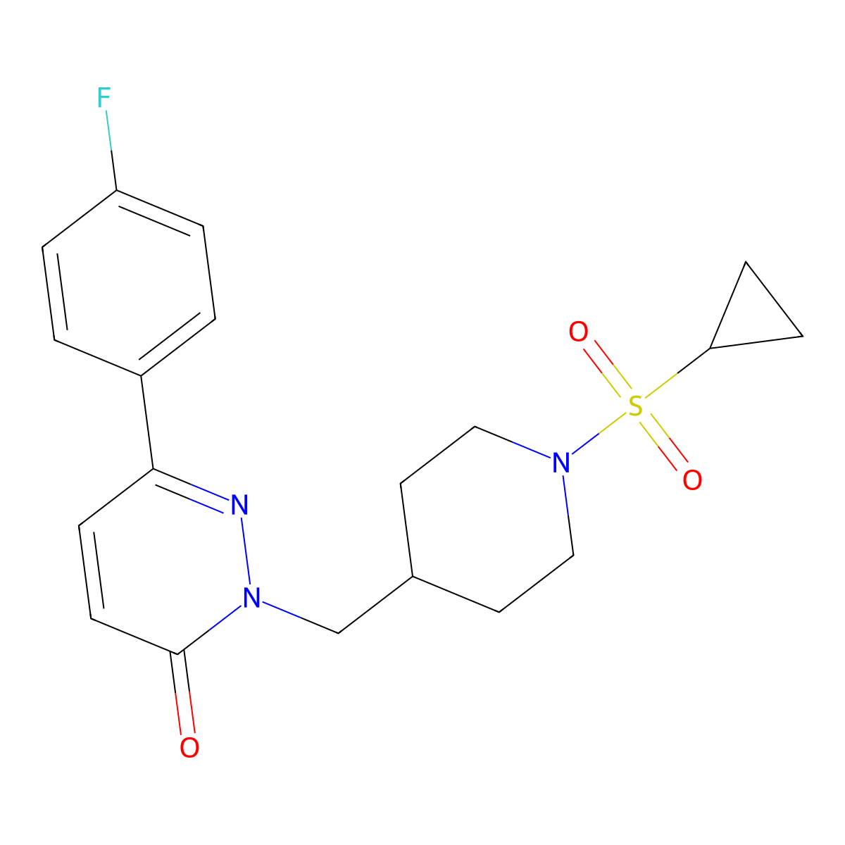 2-{[1-(Cyclopropanesulfonyl)piperidin-4-yl]methyl}-6-(4-fluorophenyl)-2,3-dihydropyridazin-3-one molecular structure, CAS 2097904-08-8