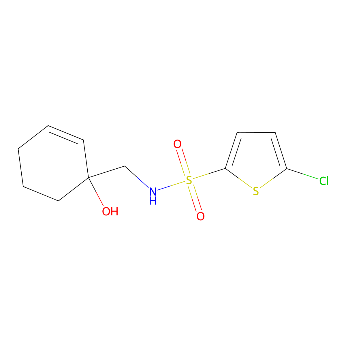 5-chloro-N-[(1-hydroxycyclohex-2-en-1-yl)methyl]thiophene-2-sulfonamide molecular structure, CAS 2097904-10-2