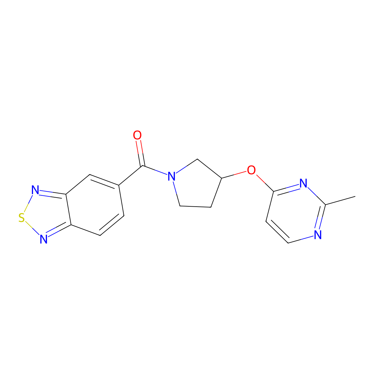 5-{3-[(2-Methylpyrimidin-4-yl)oxy]pyrrolidine-1-carbonyl}-2,1,3-benzothiadiazole molecular structure, CAS 2097904-12-4