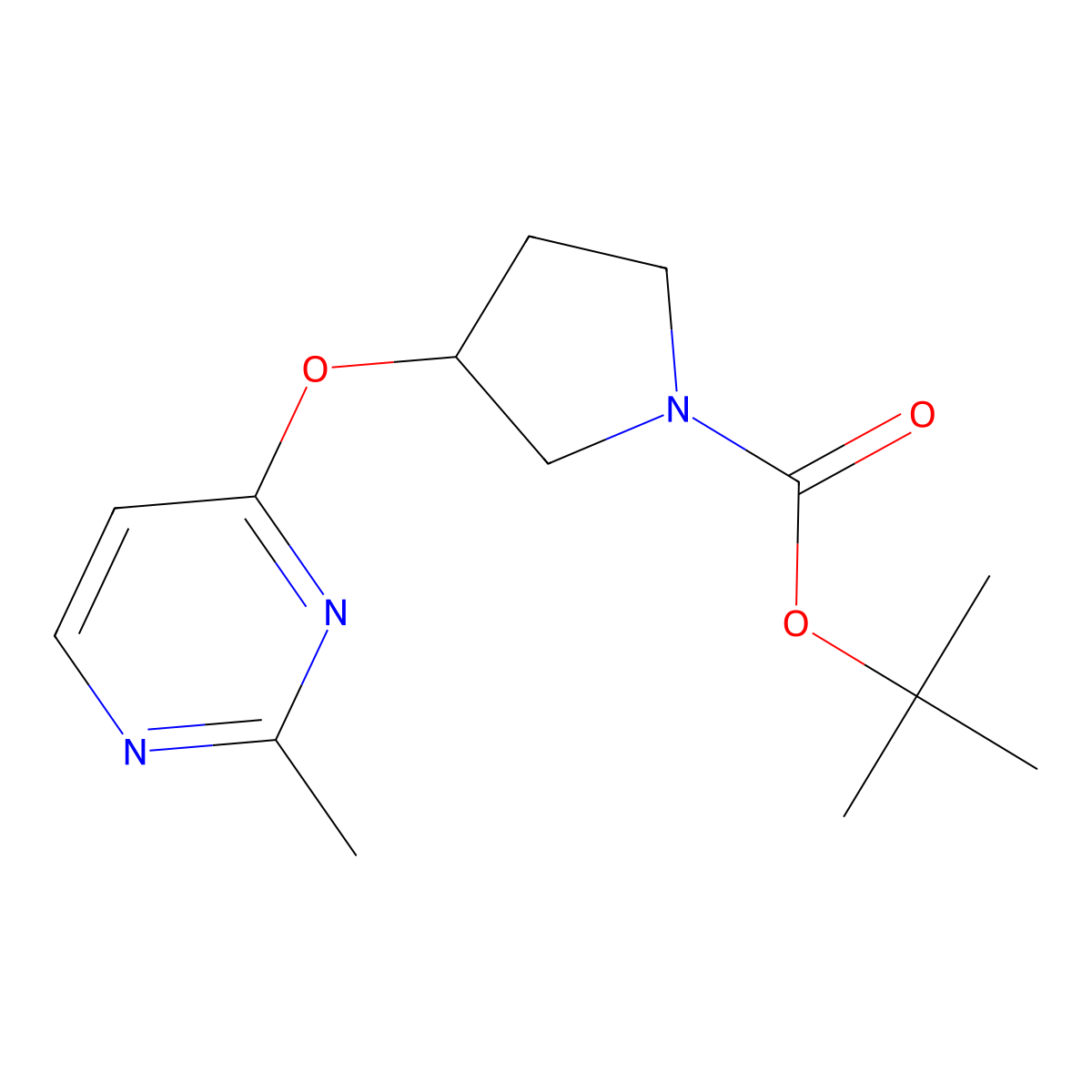 Tert-butyl 3-[(2-methylpyrimidin-4-yl)oxy]pyrrolidine-1-carboxylate molecular structure, CAS 2097904-14-6