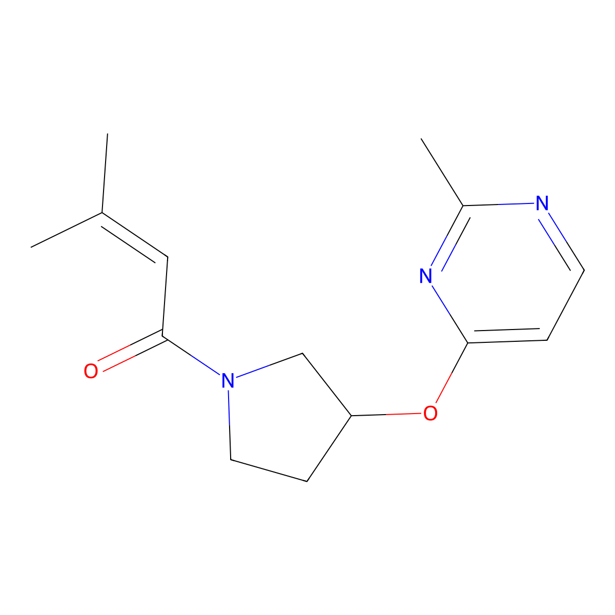 3-Methyl-1-{3-[(2-methylpyrimidin-4-yl)oxy]pyrrolidin-1-yl}but-2-en-1-one molecular structure, CAS 2097904-16-8