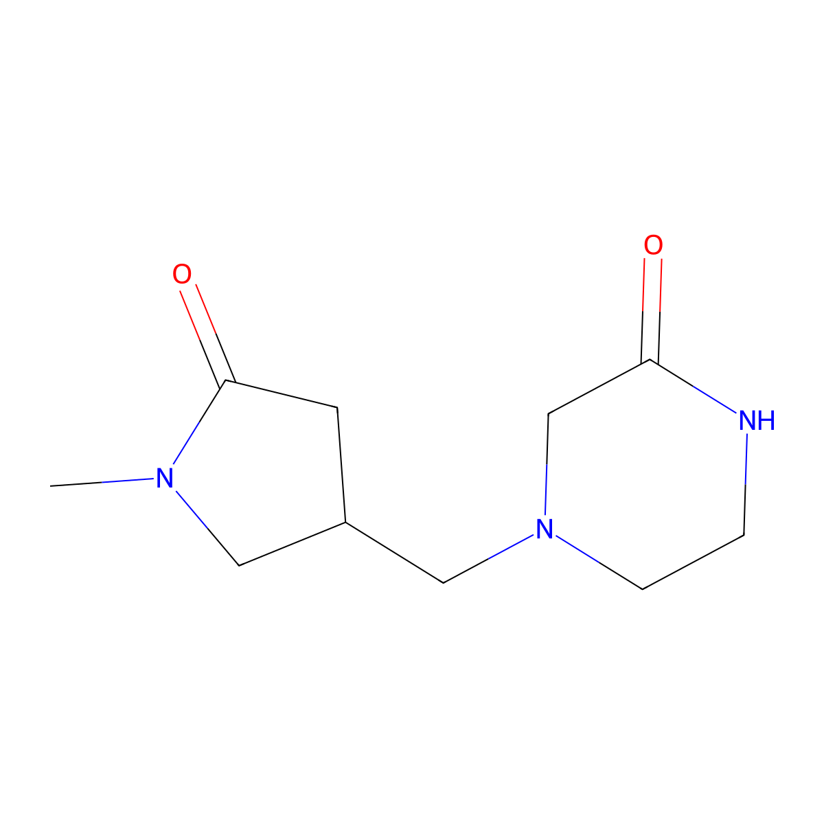 4-[(1-Methyl-5-oxopyrrolidin-3-yl)methyl]piperazin-2-one molecular structure, CAS 2097904-17-9