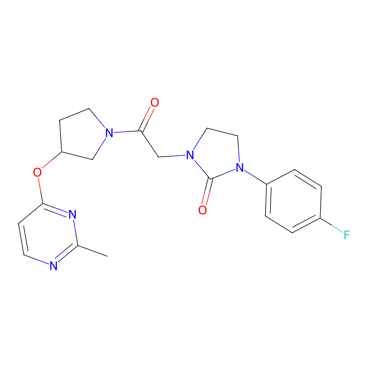 1-(4-Fluorophenyl)-3-(2-{3-[(2-methylpyrimidin-4-yl)oxy]pyrrolidin-1-yl}-2-oxoethyl)imidazolidin-2-one molecular structure, CAS 2097904-19-1