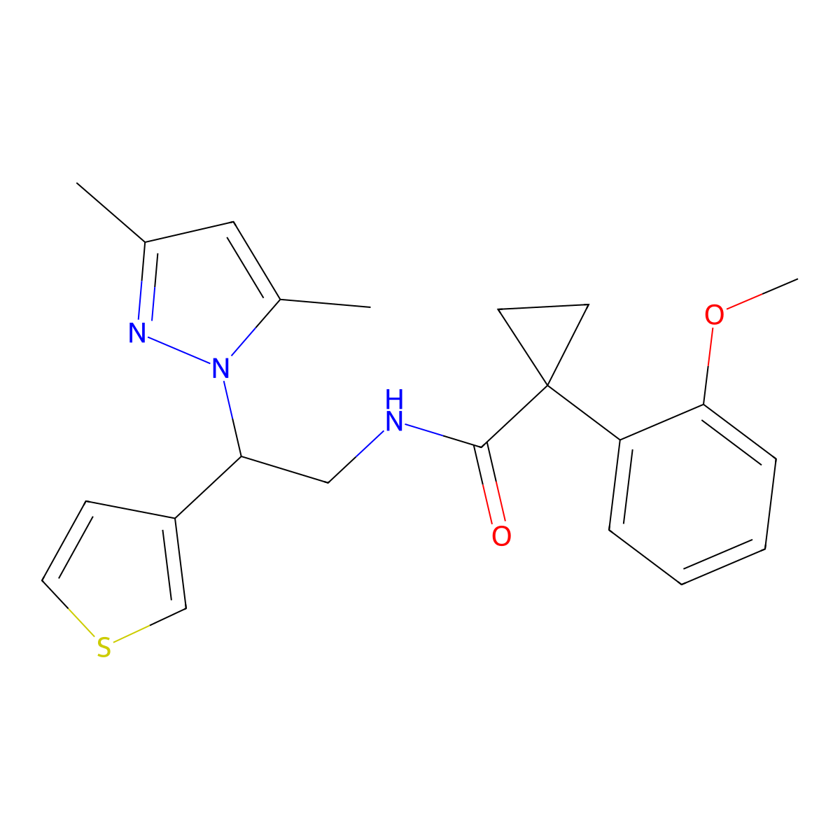 N-[2-(3,5-dimethyl-1H-pyrazol-1-yl)-2-(thiophen-3-yl)ethyl]-1-(2-methoxyphenyl)cyclopropane-1-carboxamide molecular structure, CAS 2097904-24-8