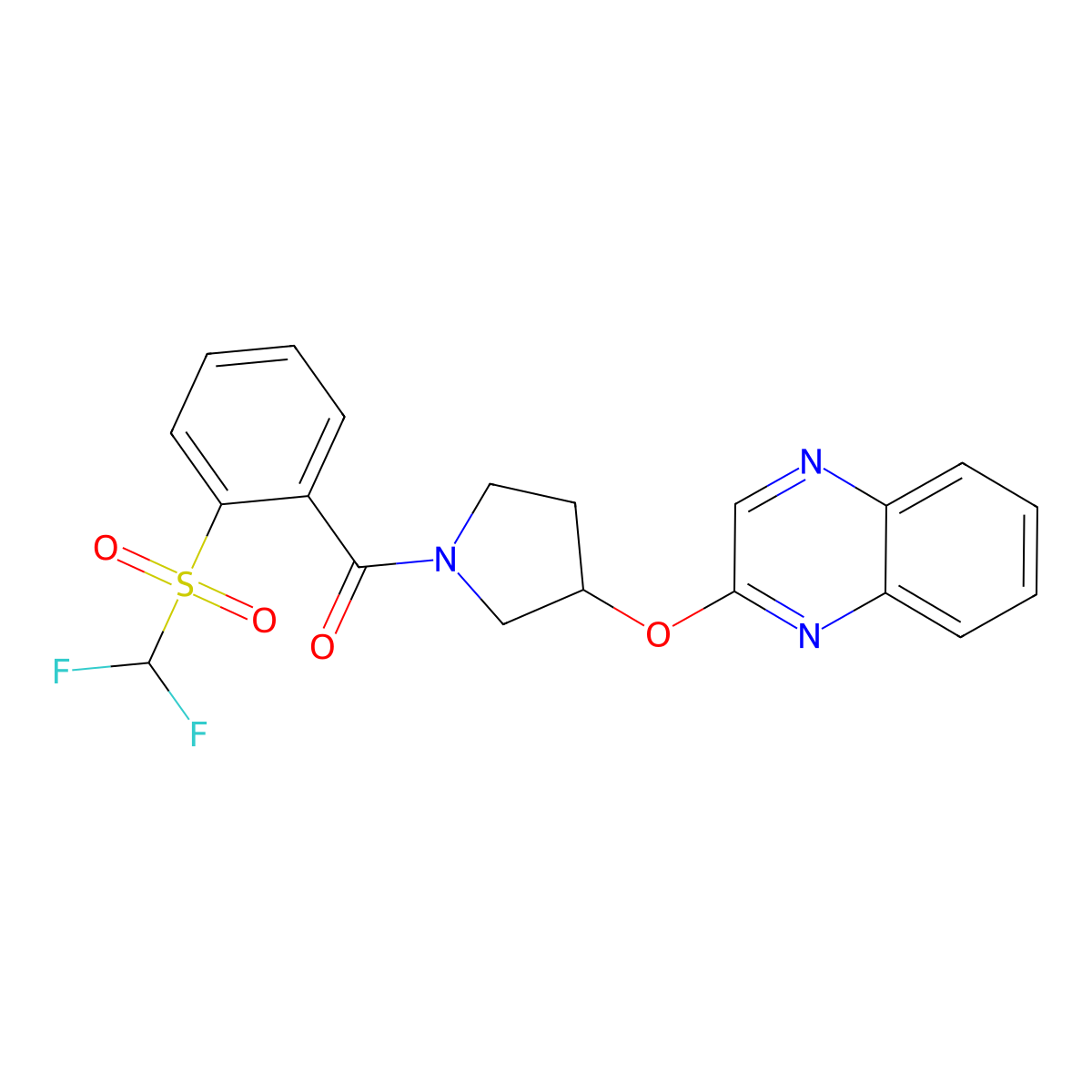 2-{[1-(2-Difluoromethanesulfonylbenzoyl)pyrrolidin-3-yl]oxy}quinoxaline molecular structure, CAS 2097904-26-0