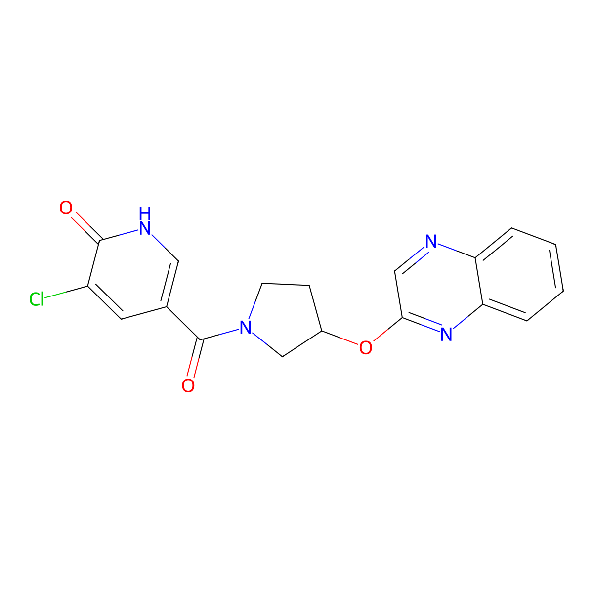 3-Chloro-5-[3-(quinoxalin-2-yloxy)pyrrolidine-1-carbonyl]pyridin-2-ol molecular structure, CAS 2097904-27-1