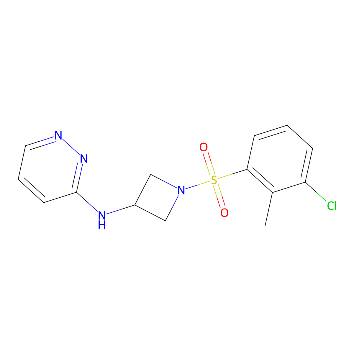 N-[1-(3-chloro-2-methylbenzenesulfonyl)azetidin-3-yl]pyridazin-3-amine molecular structure, CAS 2097904-28-2