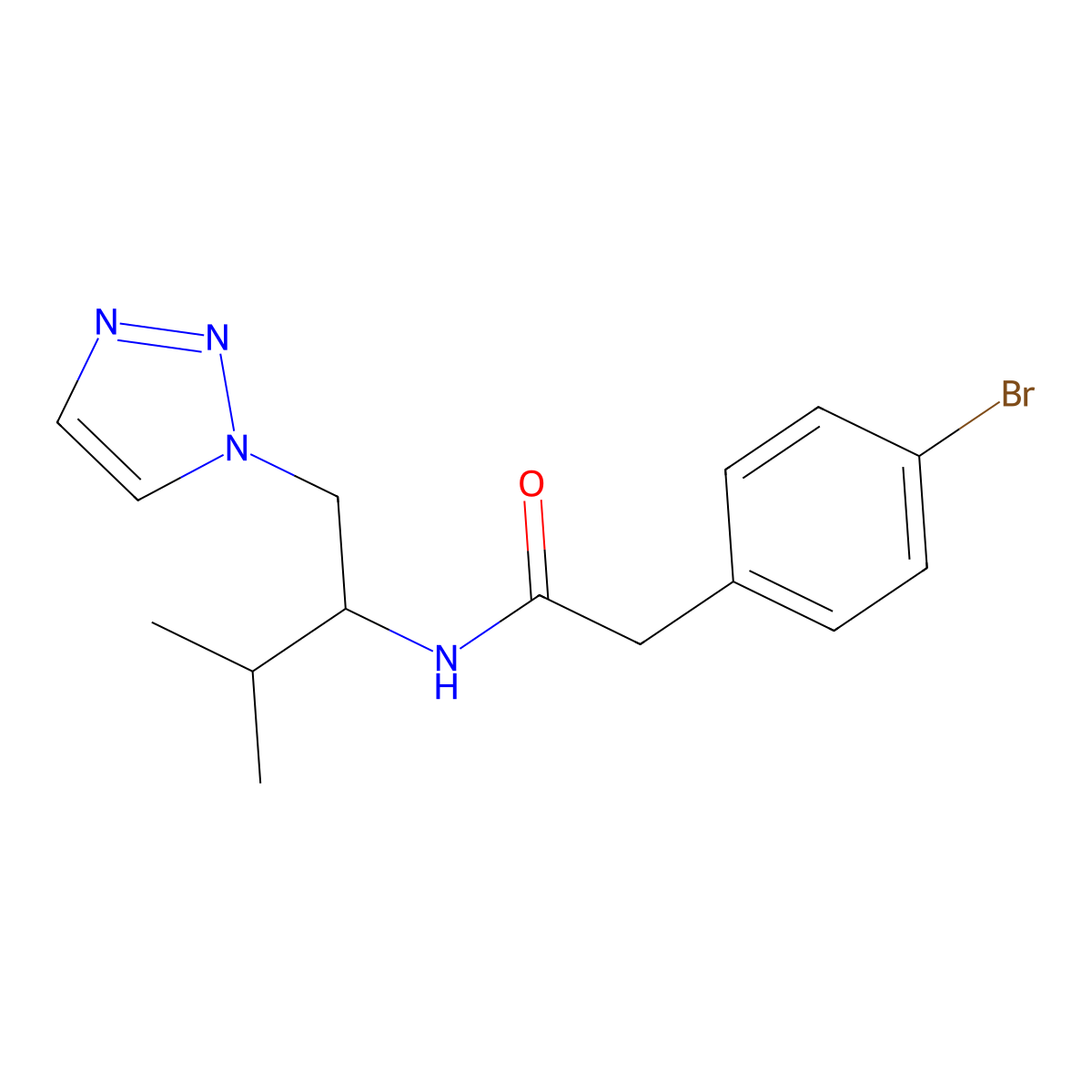 2-(4-bromophenyl)-N-[3-methyl-1-(1H-1,2,3-triazol-1-yl)butan-2-yl]acetamide molecular structure, CAS 2097908-54-6