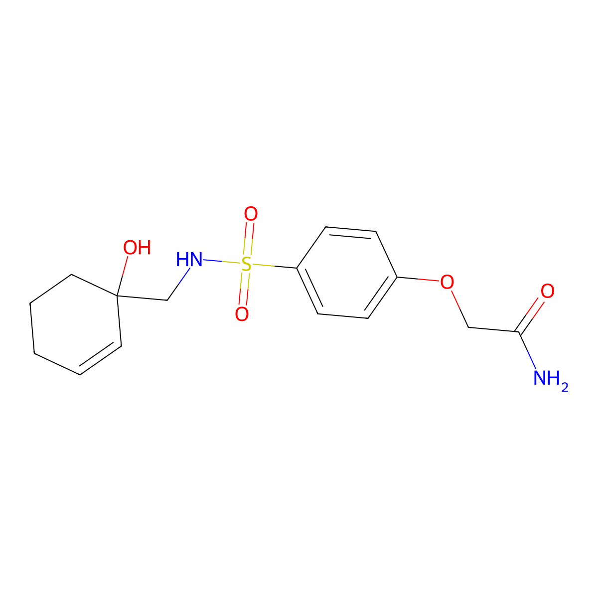 2-(4-{[(1-Hydroxycyclohex-2-en-1-yl)methyl]sulfamoyl}phenoxy)acetamide molecular structure, CAS 2097908-63-7