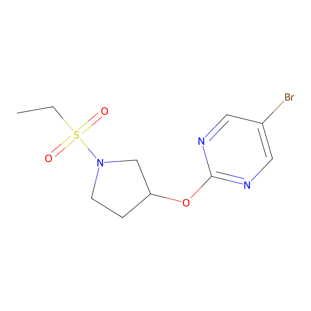 5-Bromo-2-{[1-(ethanesulfonyl)pyrrolidin-3-yl]oxy}pyrimidine molecular structure, CAS 2097908-72-8