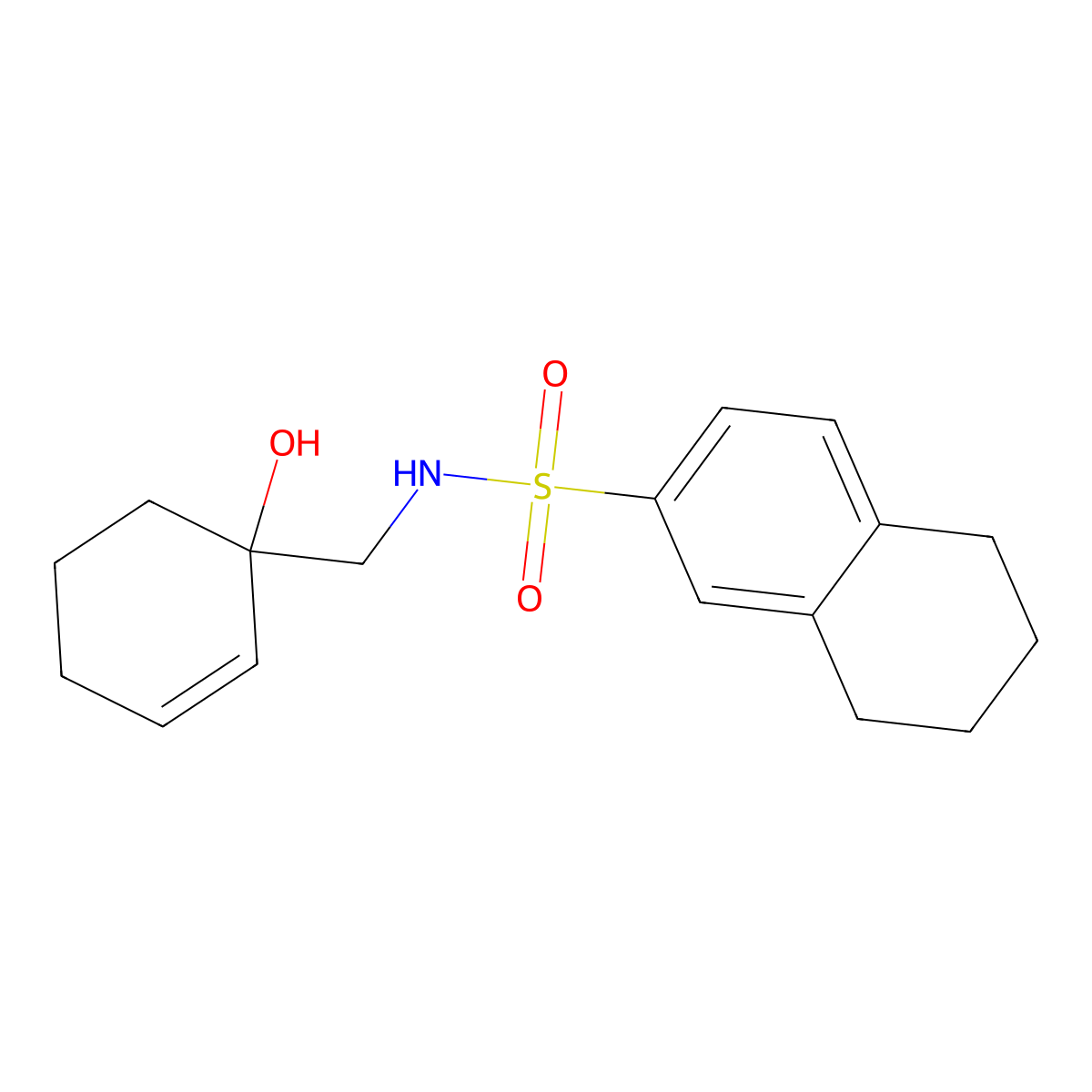 N-[(1-hydroxycyclohex-2-en-1-yl)methyl]-5,6,7,8-tetrahydronaphthalene-2-sulfonamide molecular structure, CAS 2097908-77-3