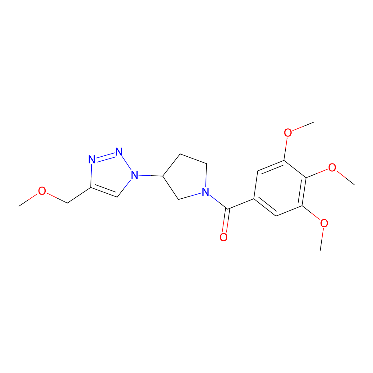 4-(methoxymethyl)-1-[1-(3,4,5-trimethoxybenzoyl)pyrrolidin-3-yl]-1H-1,2,3-triazole molecular structure, CAS 2097908-82-0