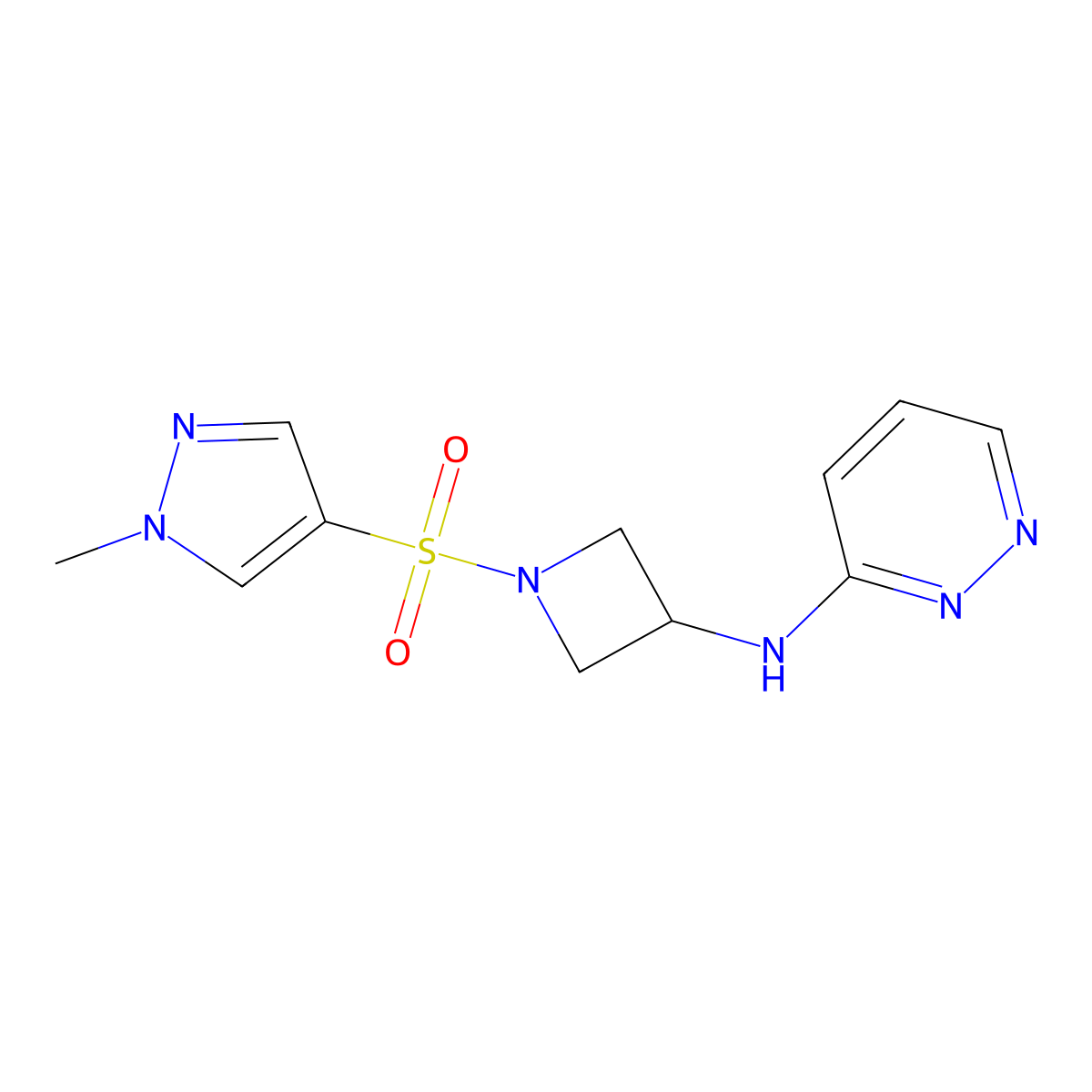 N-{1-[(1-methyl-1H-pyrazol-4-yl)sulfonyl]azetidin-3-yl}pyridazin-3-amine molecular structure, CAS 2097908-84-2