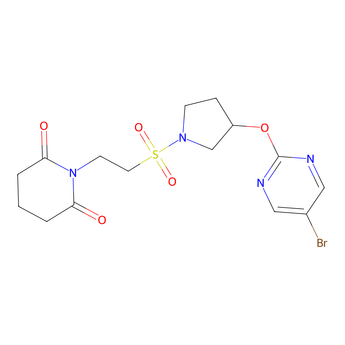 1-[2-({3-[(5-Bromopyrimidin-2-yl)oxy]pyrrolidin-1-yl}sulfonyl)ethyl]piperidine-2,6-dione molecular structure, CAS 2097908-98-8