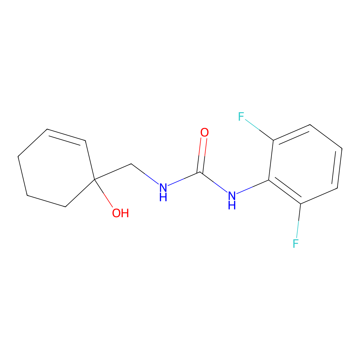 3-(2,6-Difluorophenyl)-1-[(1-hydroxycyclohex-2-en-1-yl)methyl]urea molecular structure, CAS 2097909-03-8