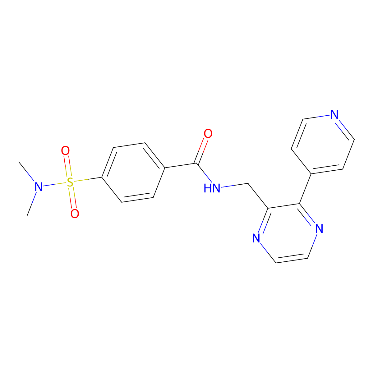 4-(dimethylsulfamoyl)-N-{[3-(pyridin-4-yl)pyrazin-2-yl]methyl}benzamide molecular structure, CAS 2097909-06-1