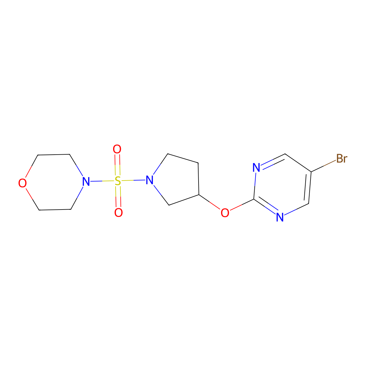 4-({3-[(5-Bromopyrimidin-2-yl)oxy]pyrrolidin-1-yl}sulfonyl)morpholine molecular structure, CAS 2097909-17-4