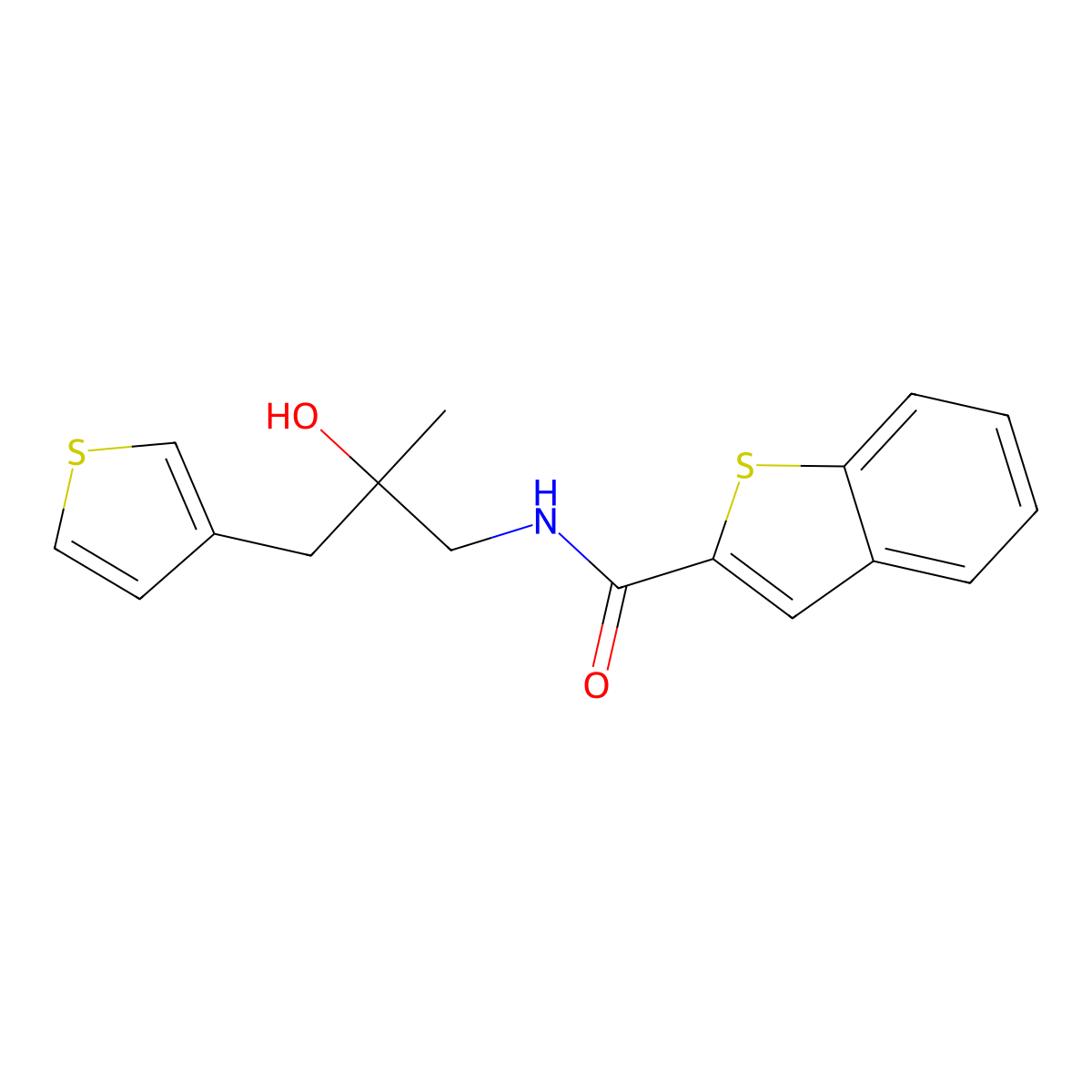 N-[2-hydroxy-2-methyl-3-(thiophen-3-yl)propyl]-1-benzothiophene-2-carboxamide molecular structure, CAS 2097909-23-2