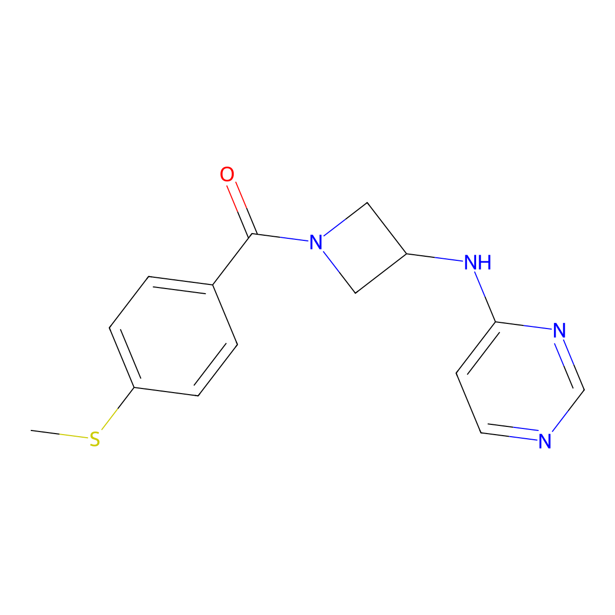 N-{1-[4-(methylsulfanyl)benzoyl]azetidin-3-yl}pyrimidin-4-amine molecular structure, CAS 2097909-31-2
