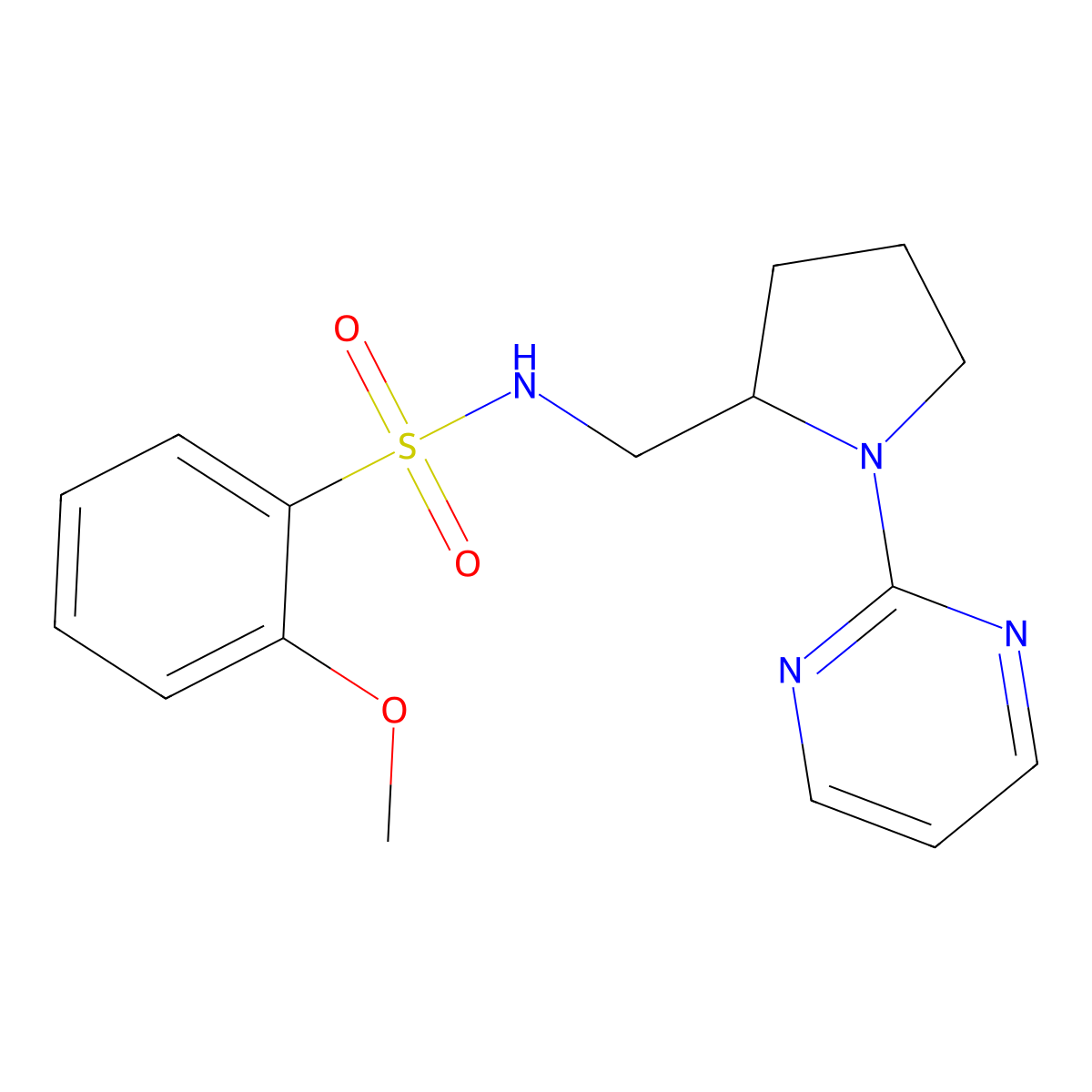 2-methoxy-N-{[1-(pyrimidin-2-yl)pyrrolidin-2-yl]methyl}benzene-1-sulfonamide molecular structure, CAS 2097909-38-9