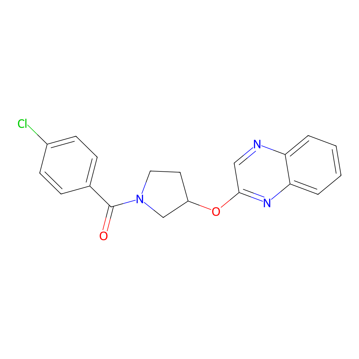 2-{[1-(4-Chlorobenzoyl)pyrrolidin-3-yl]oxy}quinoxaline molecular structure, CAS 2097909-41-4