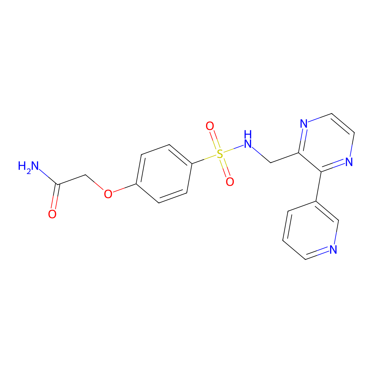 2-[4-({[3-(Pyridin-3-yl)pyrazin-2-yl]methyl}sulfamoyl)phenoxy]acetamide molecular structure, CAS 2097909-56-1