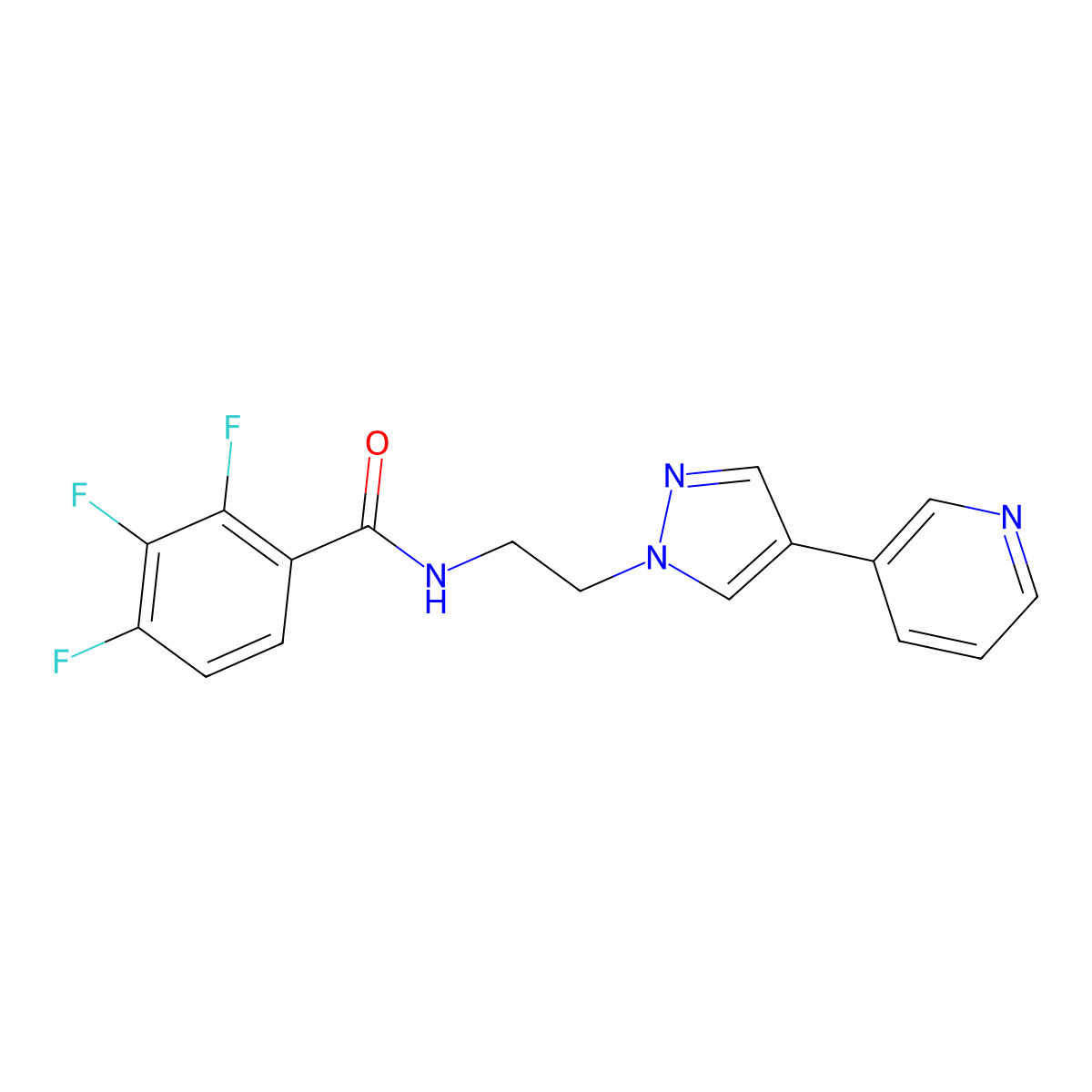 2,3,4-trifluoro-N-{2-[4-(pyridin-3-yl)-1H-pyrazol-1-yl]ethyl}benzamide molecular structure, CAS 2097909-59-4