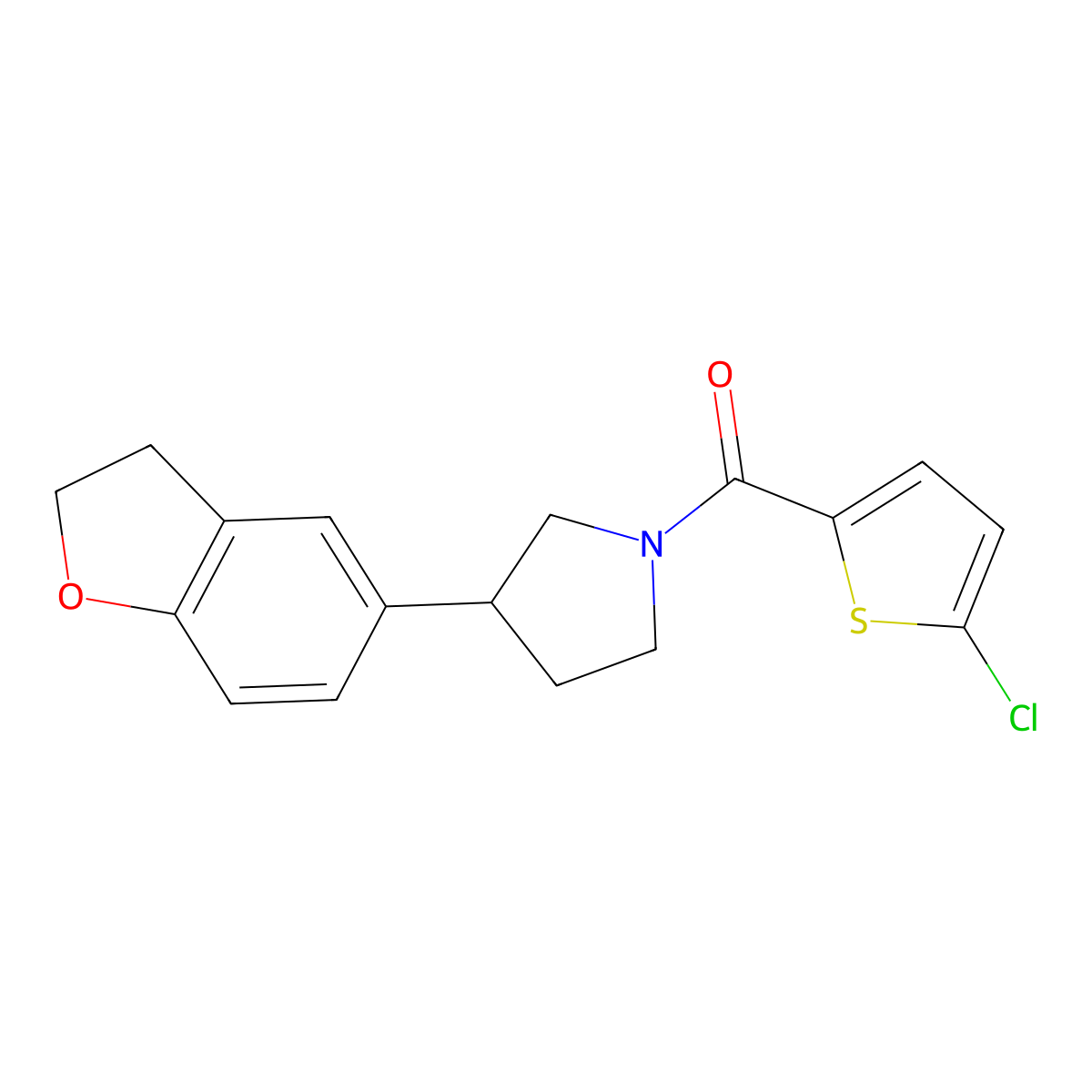 1-(5-Chlorothiophene-2-carbonyl)-3-(2,3-dihydro-1-benzofuran-5-yl)pyrrolidine molecular structure, CAS 2097909-62-9
