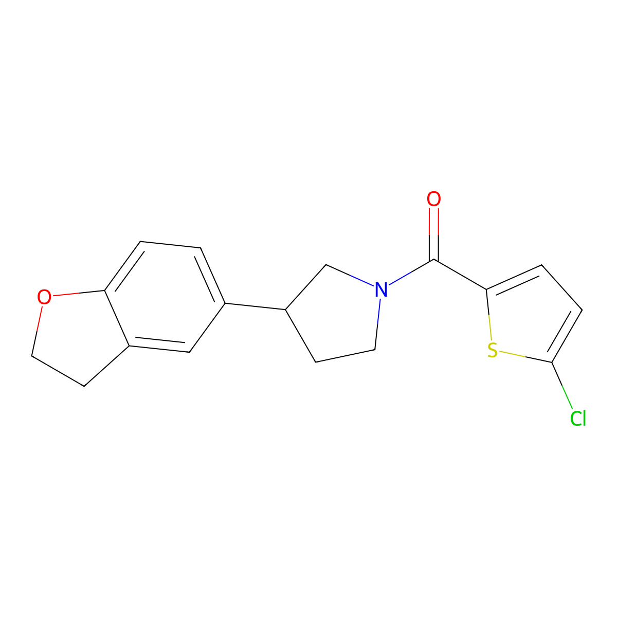 1-(5-Chlorothiophene-2-carbonyl)-3-(2,3-dihydro-1-benzofuran-5-yl)pyrrolidine molecular structure, CAS 2097909-62-9