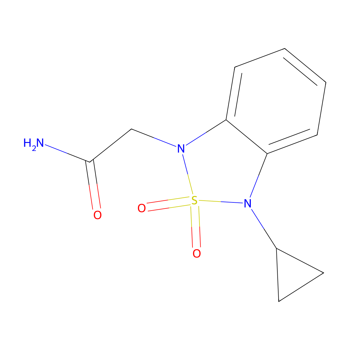 2-(3-Cyclopropyl-2,2-dioxo-1,3-dihydro-2lambda6,1,3-benzothiadiazol-1-yl)acetamide molecular structure, CAS 2097909-63-0