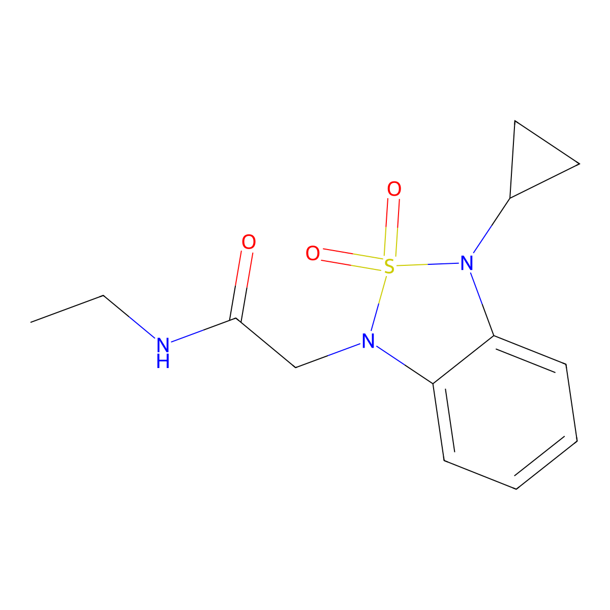 2-(3-cyclopropyl-2,2-dioxo-1,3-dihydro-2lambda6,1,3-benzothiadiazol-1-yl)-N-ethylacetamide molecular structure, CAS 2097909-80-1