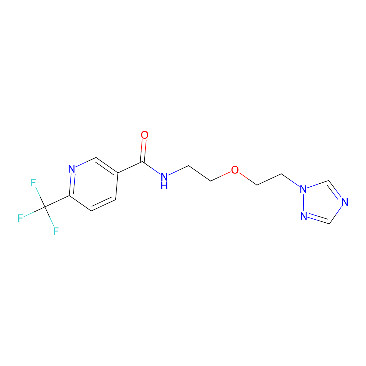 N-{2-[2-(1H-1,2,4-triazol-1-yl)ethoxy]ethyl}-6-(trifluoromethyl)pyridine-3-carboxamide molecular structure, CAS 2097909-84-5