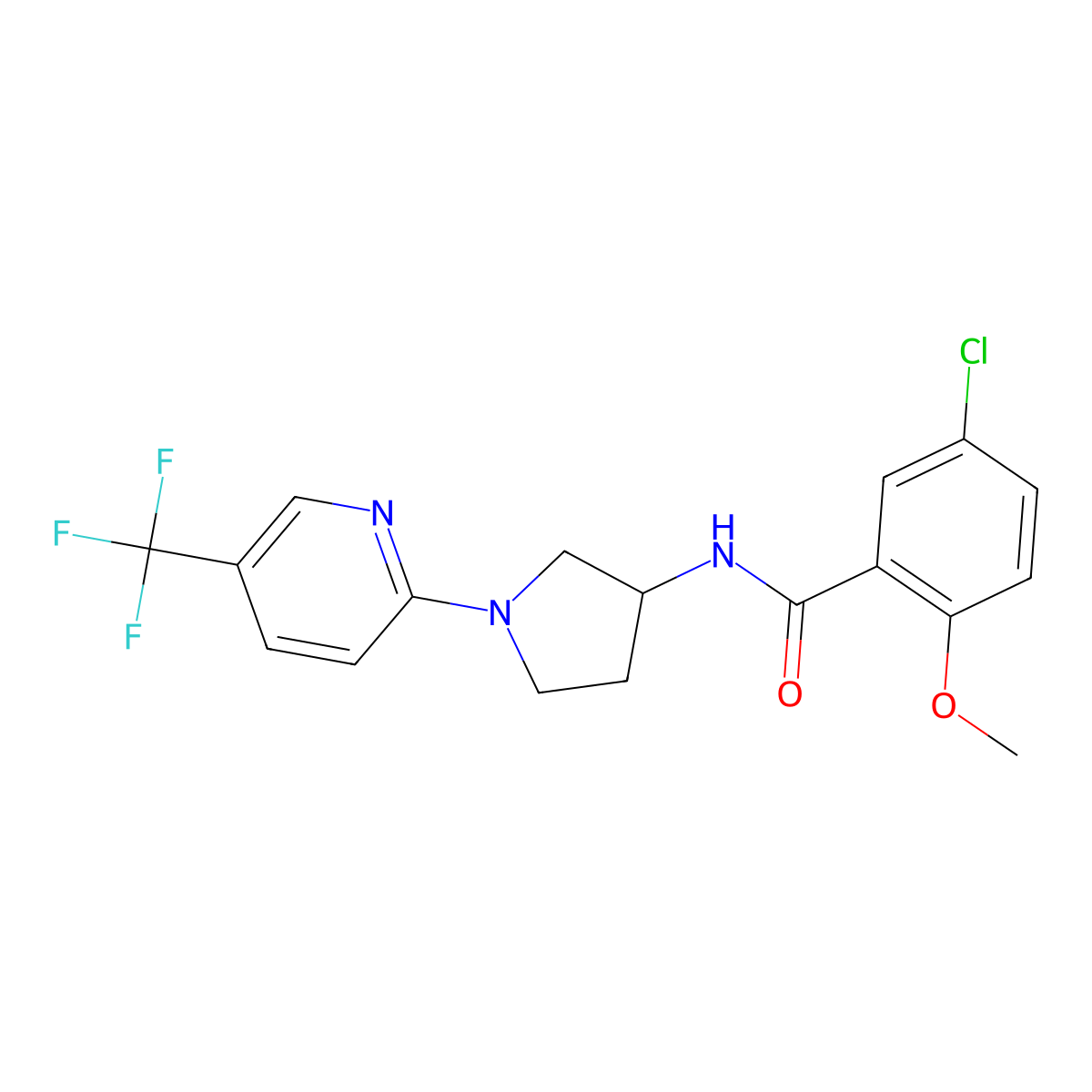 5-chloro-2-methoxy-N-{1-[5-(trifluoromethyl)pyridin-2-yl]pyrrolidin-3-yl}benzamide molecular structure, CAS 2097909-87-8