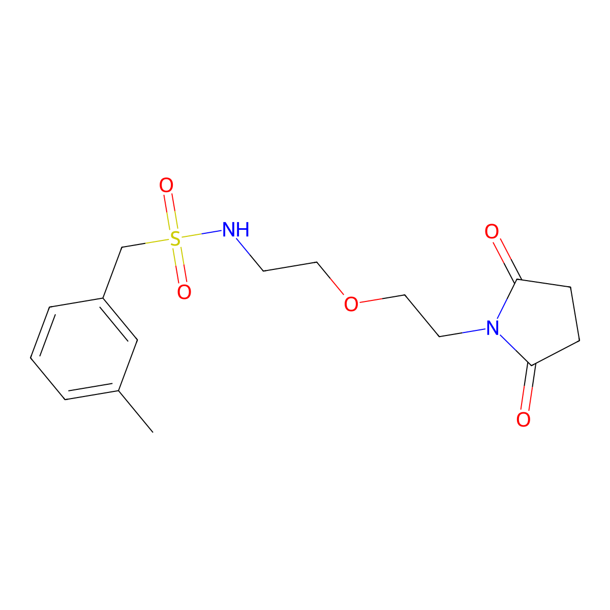 N-{2-[2-(2,5-dioxopyrrolidin-1-yl)ethoxy]ethyl}-1-(3-methylphenyl)methanesulfonamide molecular structure, CAS 2097909-91-4