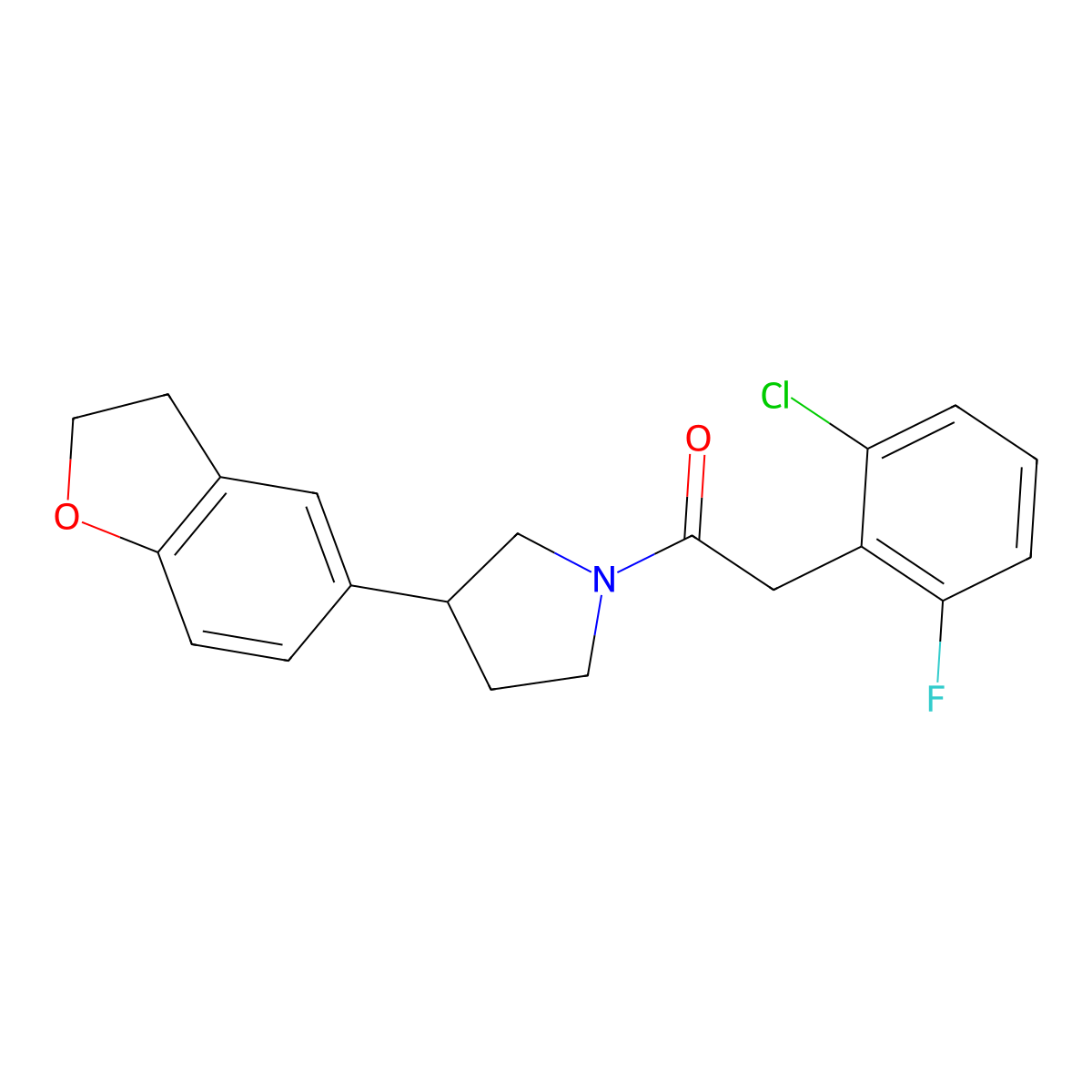 2-(2-Chloro-6-fluorophenyl)-1-[3-(2,3-dihydro-1-benzofuran-5-yl)pyrrolidin-1-yl]ethan-1-one molecular structure, CAS 2097909-95-8