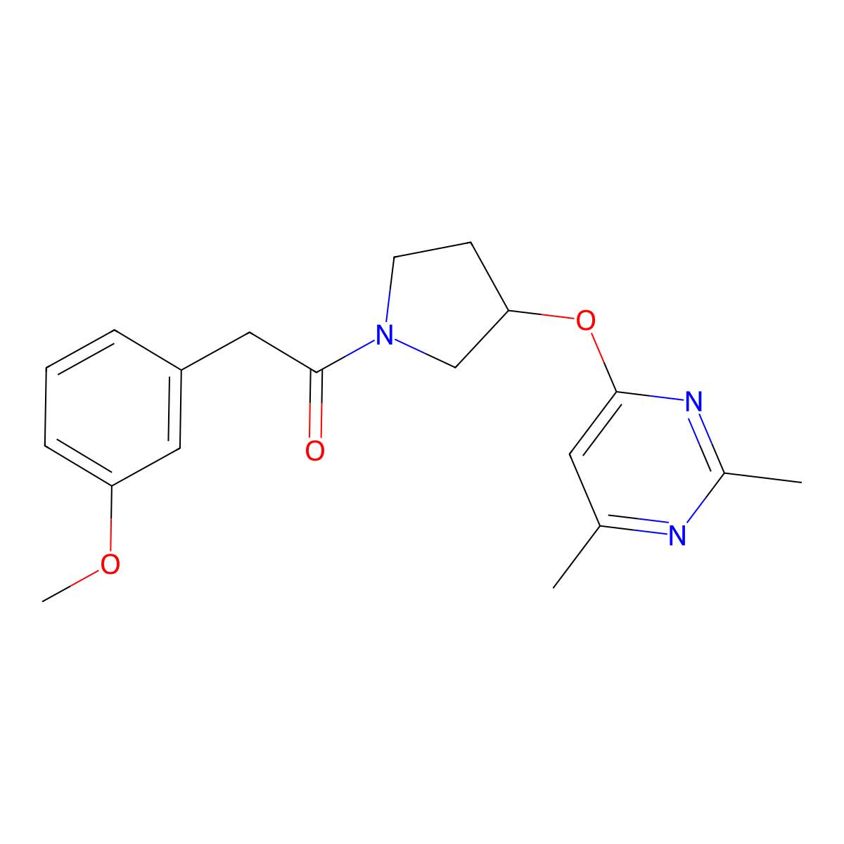 1-{3-[(2,6-Dimethylpyrimidin-4-yl)oxy]pyrrolidin-1-yl}-2-(3-methoxyphenyl)ethan-1-one molecular structure, CAS 2097910-07-9
