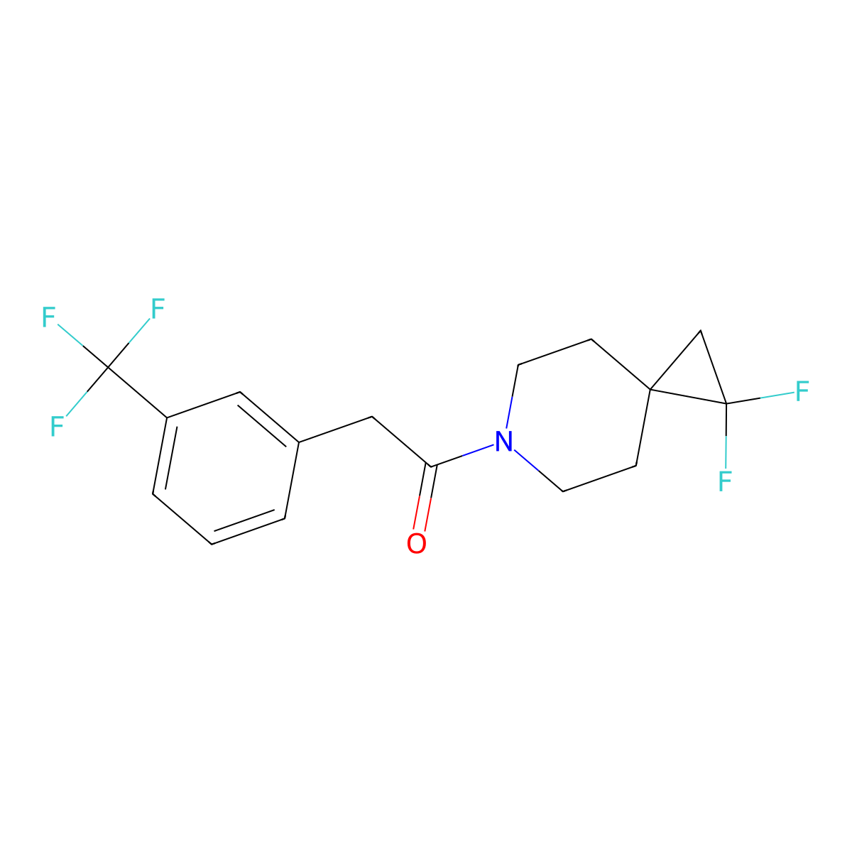 1-{1,1-Difluoro-6-azaspiro[2.5]octan-6-yl}-2-[3-(trifluoromethyl)phenyl]ethan-1-one molecular structure, CAS 2097910-09-1