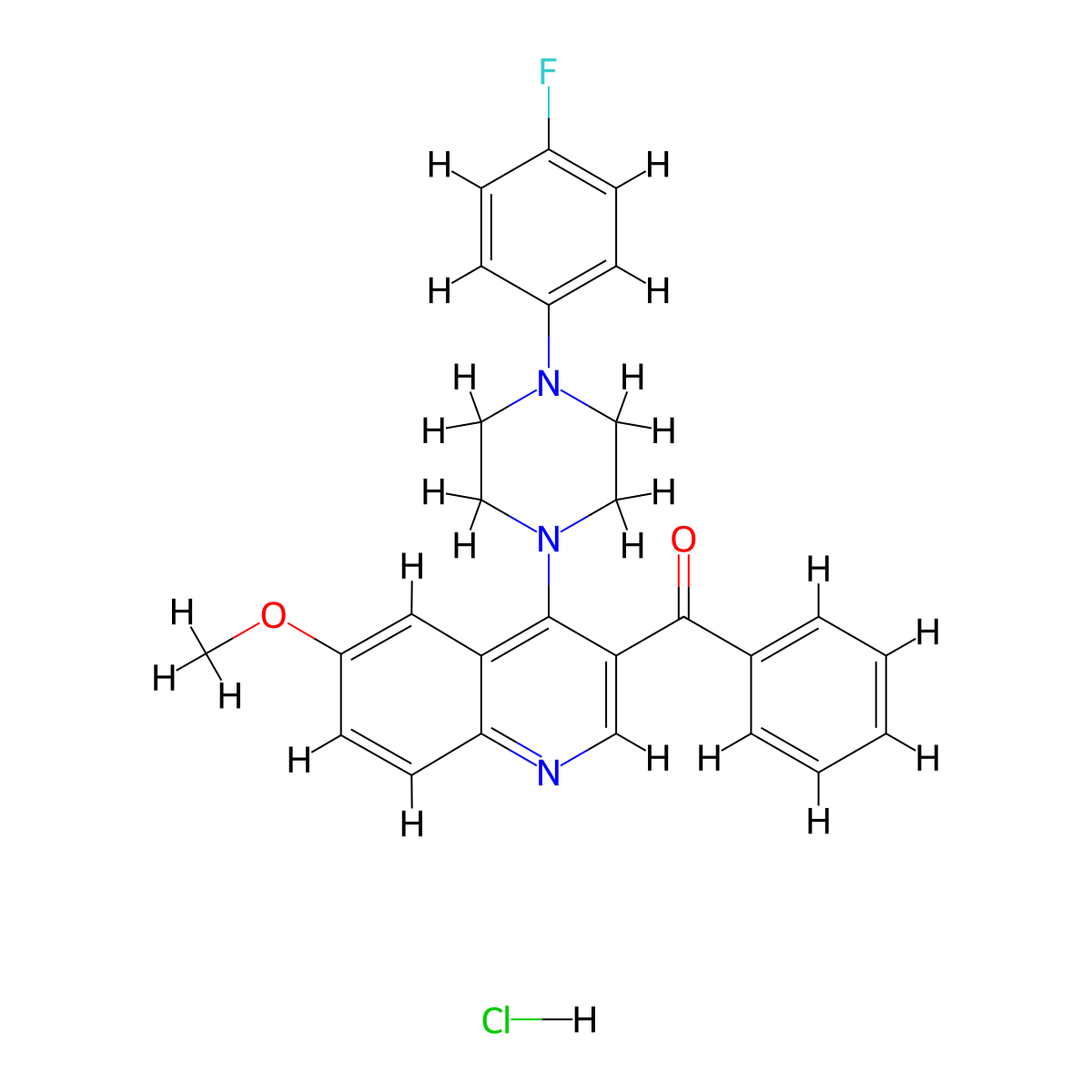 3-Benzoyl-4-[4-(4-fluorophenyl)piperazin-1-yl]-6-methoxyquinoline hydrochloride molecular structure, CAS 2097910-33-1