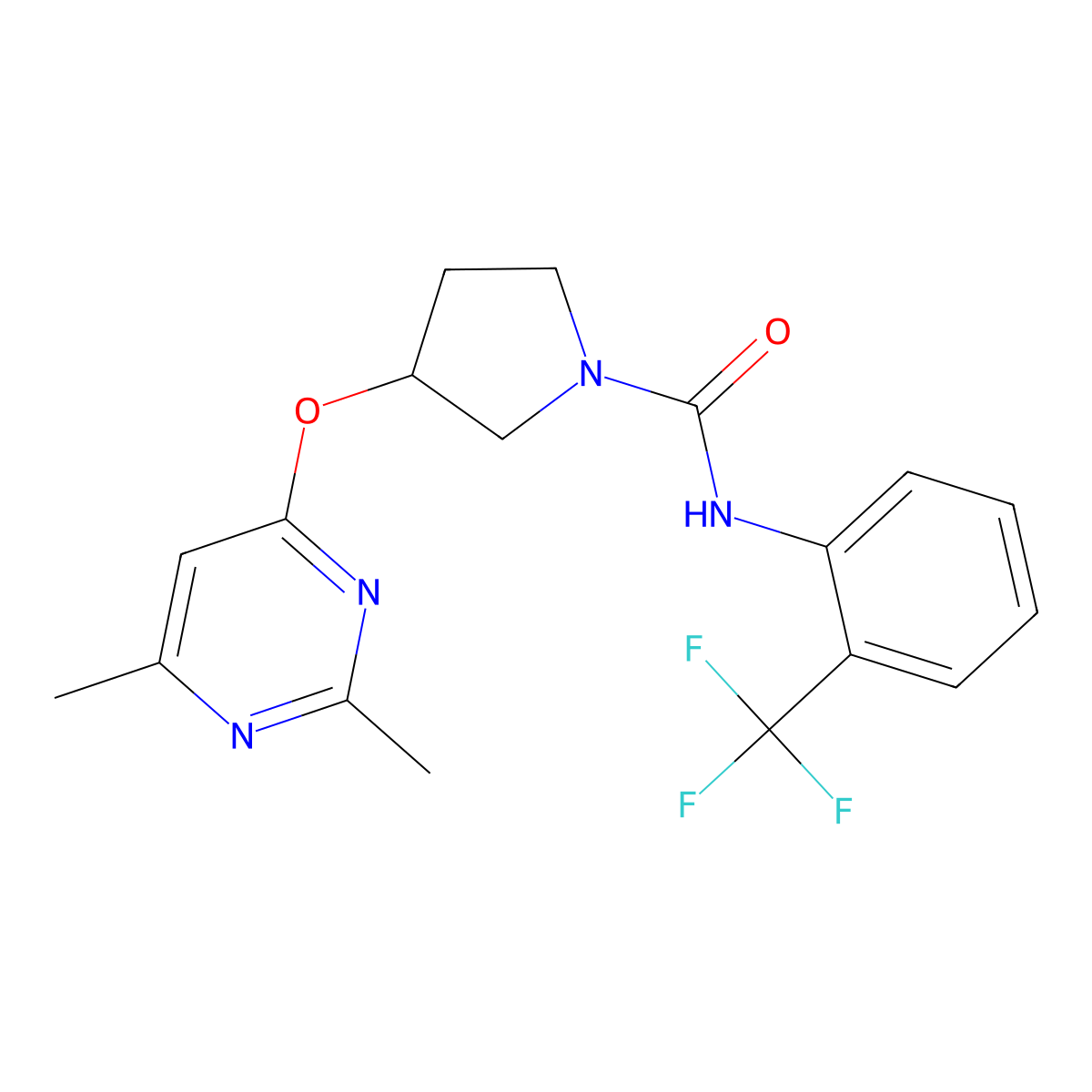 3-[(2,6-dimethylpyrimidin-4-yl)oxy]-N-[2-(trifluoromethyl)phenyl]pyrrolidine-1-carboxamide molecular structure, CAS 2097910-47-7